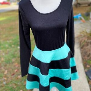 Black and Teal Striped Dress